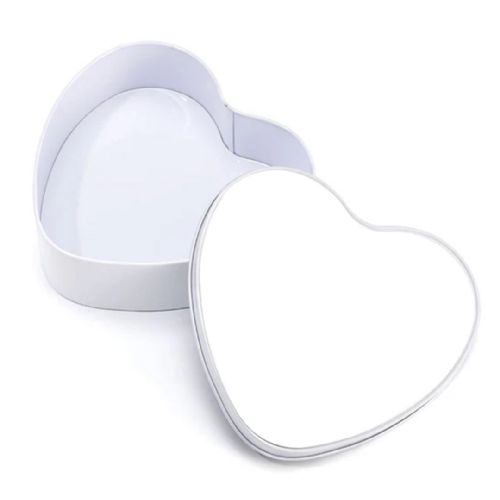 Metal Tin - Double Side in White - Heart shape #3